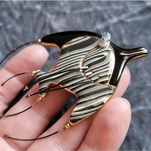 Jewelry 10 Fish Brooch Blue Eyes Black+White Stripes w/Spines